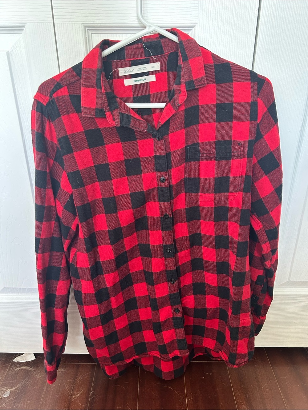 Women’s Red and Black Buffalo Plaid Button-Down Shirt